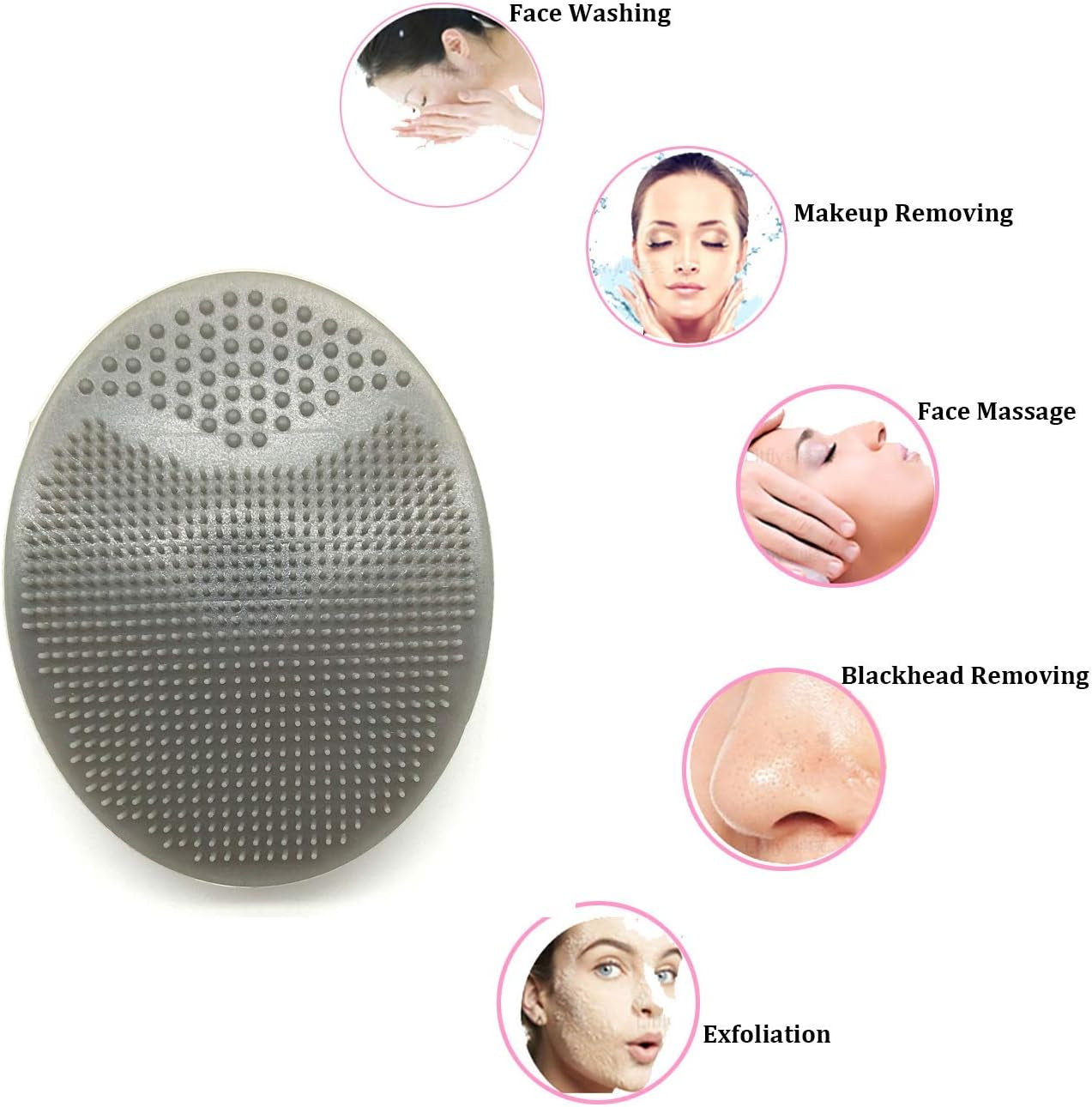 Facial Cleansing Brush,Soft Silicone Face Scrubber,Facial Exfoliation Scrub for Massage Pore Cleansing Blackhead Removing Deep Scrubbing for All Kinds of Skins (2Ed-Fruit Green+Light Blue)