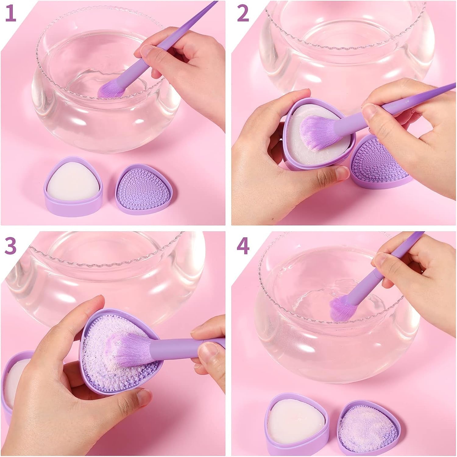 Makeup Brush Cleaner Set, 3 in 1 Brush Cleaner Solid Coconut Oil Cleanser, Color Removal Sponge and Brush Cleaning Mat - Easy to Clean Blenders Brushes Shampoo Removes Shadow Color