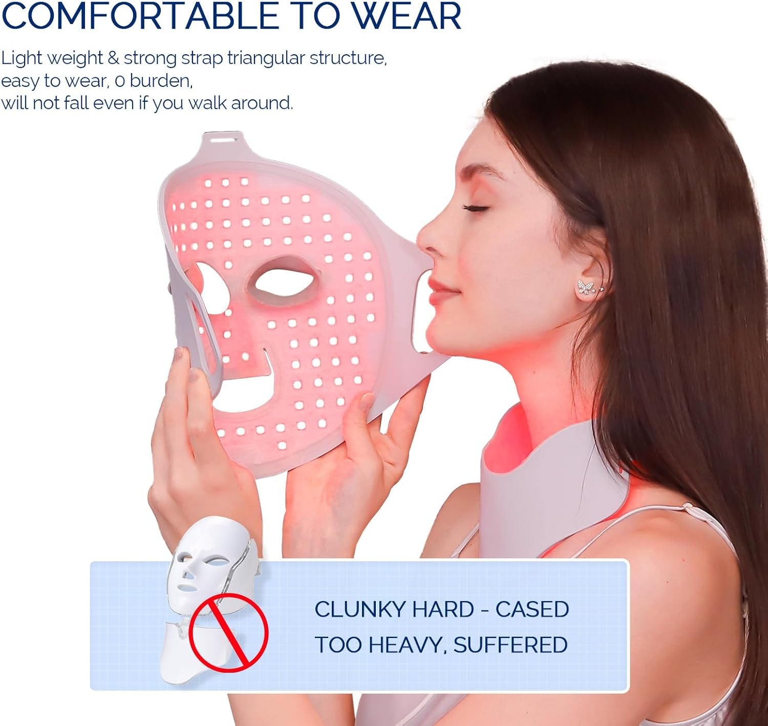 LED Face Light Therapy Mask with Remote Control, Red Light Therapy Mask for Face & Neck. Soft Silicone Beauty Device for Rejuvenation Skin Tightening Anti-Aging
