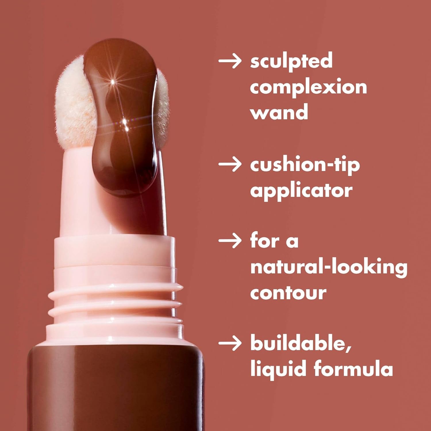 Halo Glow Contour Beauty Wand, Liquid Contour Wand for a Naturally Sculpted Look, Buildable Formula, Vegan & Cruelty-Free, Tan/Deep