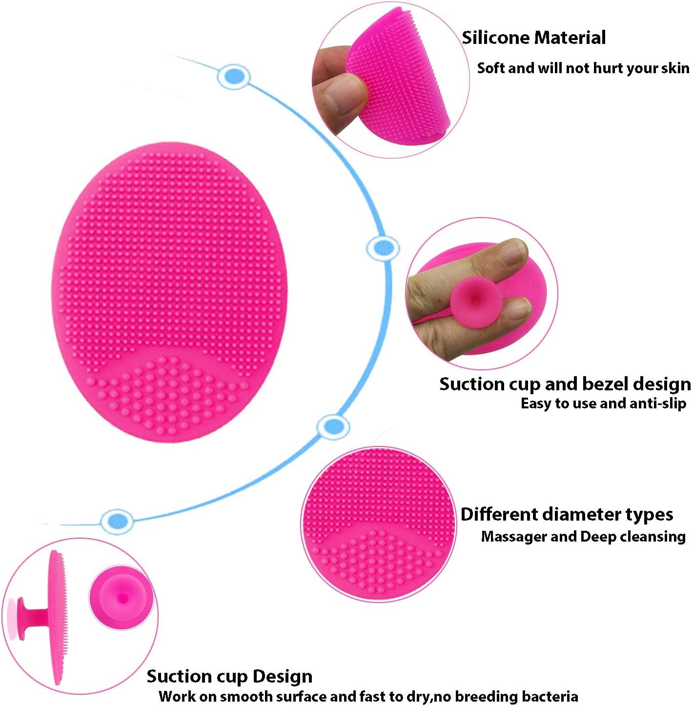 Facial Cleansing Brush,Soft Silicone Face Scrubber,Facial Exfoliation Scrub for Massage Pore Cleansing Blackhead Removing Deep Scrubbing for All Kinds of Skins (2Ed-Fruit Green+Light Blue)