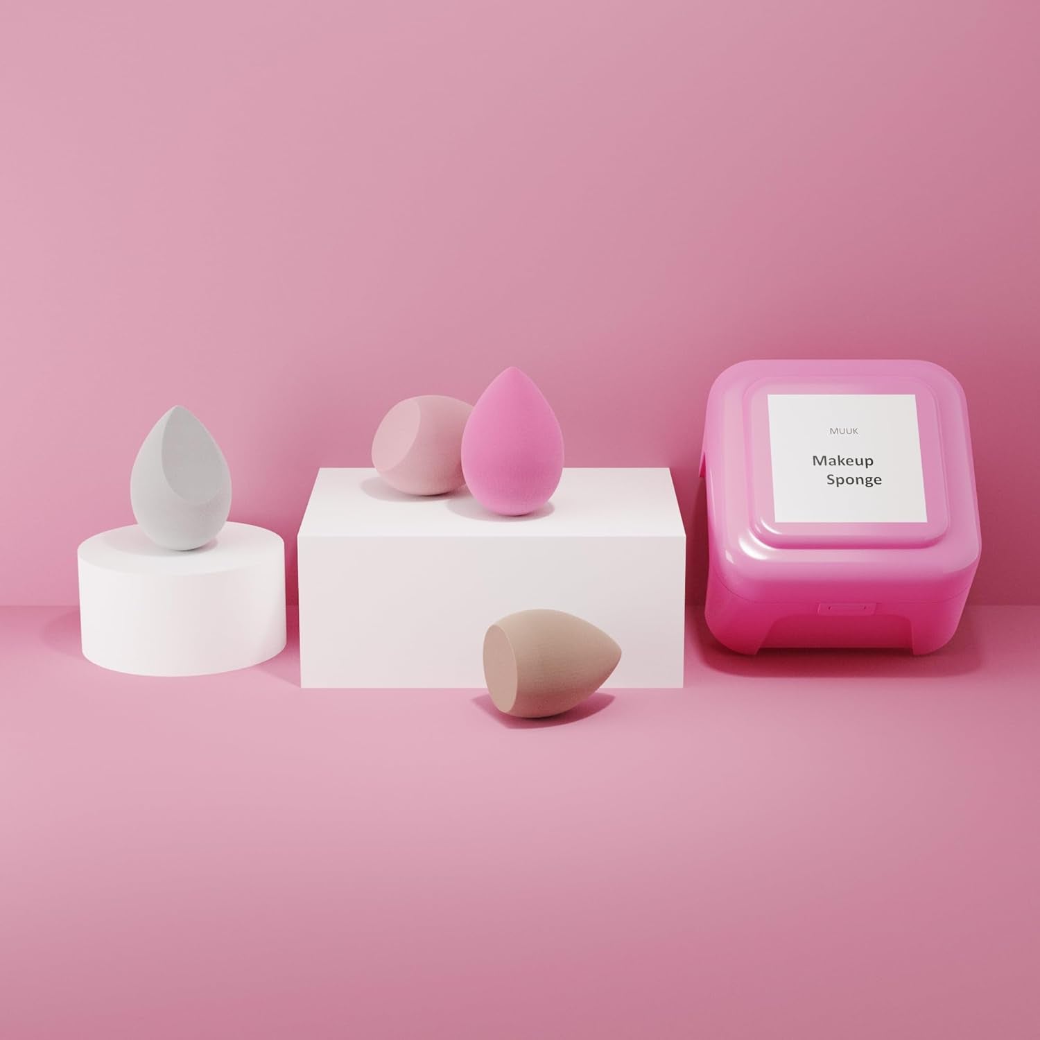 Makeup Sponge Blender 4 Pack Foundation Sponge Latex Free Beauty Blender Applicator with Sponge Holder Case Ideal for Foundation, Powder and Cream