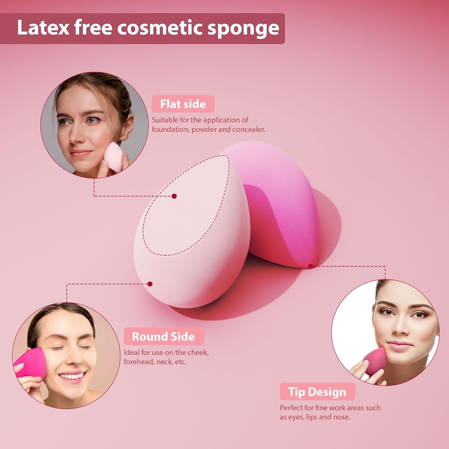Makeup Sponge Blender 4 Pack Foundation Sponge Latex Free Beauty Blender Applicator with Sponge Holder Case Ideal for Foundation, Powder and Cream
