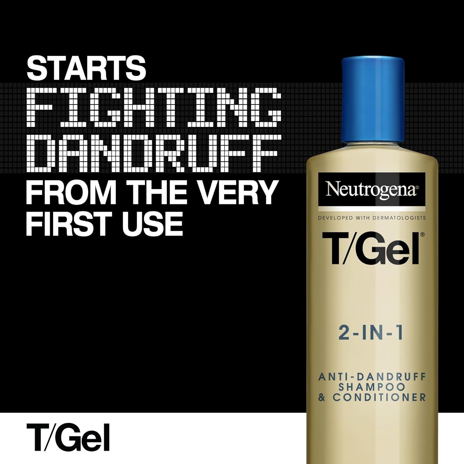 T/Gel 2 in 1 Anti-Dandruff Shampoo and Conditioner (1X 250Ml), Shampoo and Conditioner to Help Fight Dandruff from First Wash, Haircare for Soft, Shiny Healthy-Looking Hair and Scalp