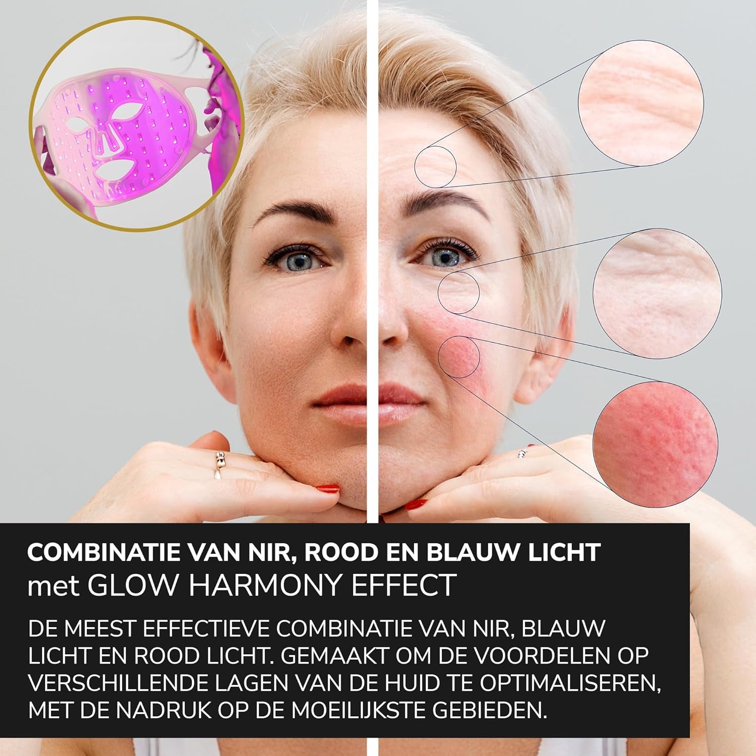 Adara Skin Lite –FDA LED Face Mask with Red Light Therapy, 850Nm Near-Infrared, Anti-Aging & Firming, Reduces Fine Lines, Wrinkles & Redness. Portable & Rechargeable.