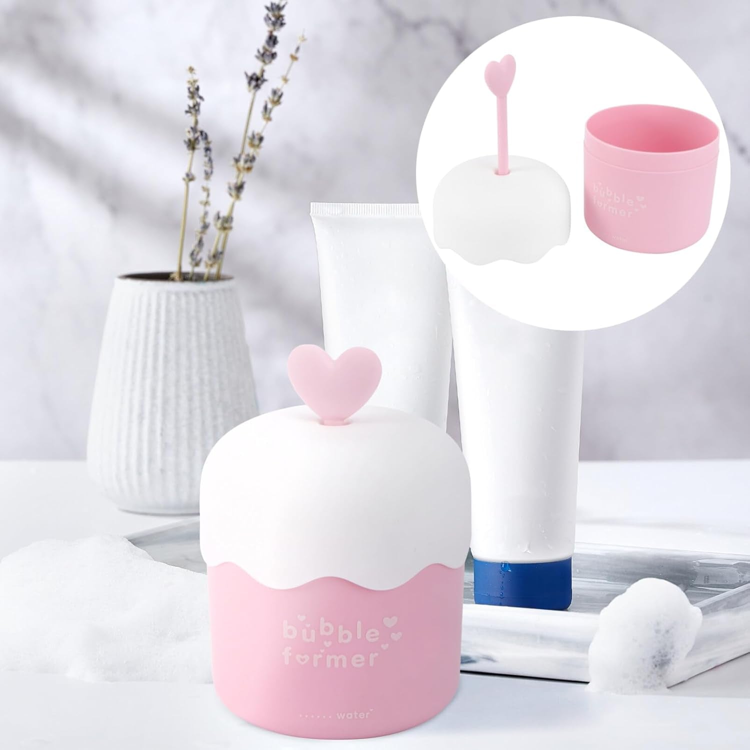 Face Foam Maker,Face Wash Foamer Foam Maker Marshmallow Whip Maker Skin Care Deep Skincare Cleaner Tools for Travel Household Pink