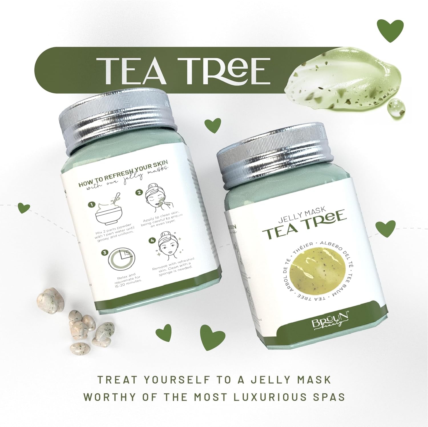 Peel-Off Tea Tree Jelly Mask for Face Care – a 23 Fl Oz Rubber Mask Jar for 30 to 35 Treatments – a Skin Care Moisturizing Gel Mask of Spa Set for Men, Women and Adults