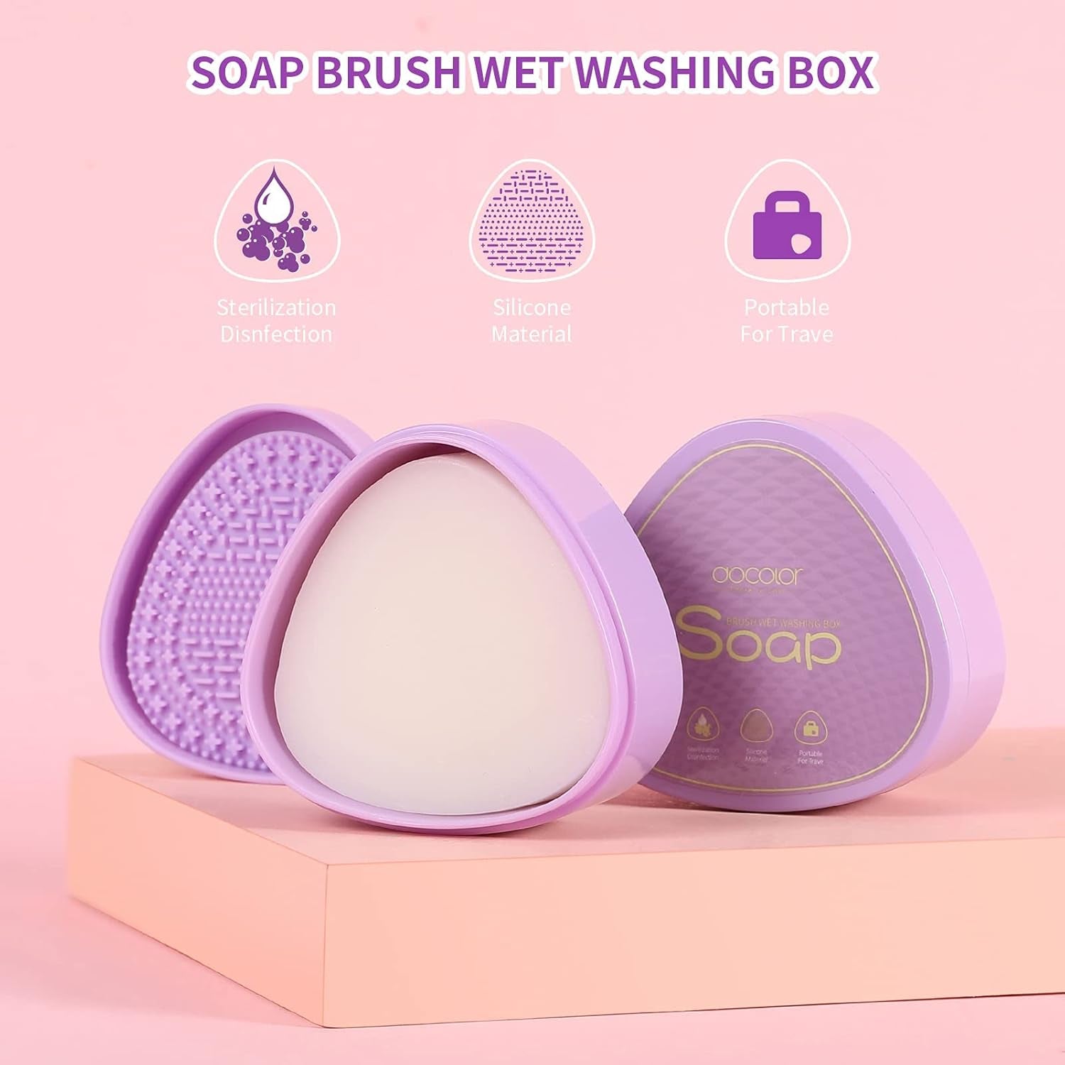 Makeup Brush Cleaner Set, 3 in 1 Brush Cleaner Solid Coconut Oil Cleanser, Color Removal Sponge and Brush Cleaning Mat - Easy to Clean Blenders Brushes Shampoo Removes Shadow Color